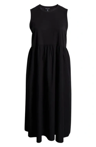 Eileen Fisher Mixed Media Maxi Dress In Black