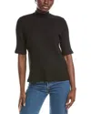 Eileen Fisher Textured Stretch Rib Mock Neck Top In Green