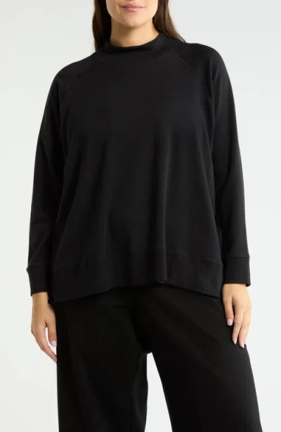 Eileen Fisher Mock Neck Knit Top In Black