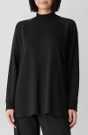 Eileen Fisher Mock Neck Long Sleeve Terry Shirt In Black