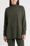 Eileen Fisher Mock Neck Long Sleeve Terry Shirt In Gold