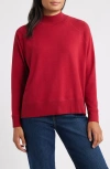 Eileen Fisher Mock Neck Long Sleeve Top In Red