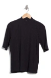 Eileen Fisher Mock Neck Rib Top In Black