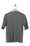 Eileen Fisher Mock Neck Rib Top In Gray