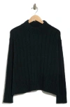 Eileen Fisher Mock Neck Ribbed Sweater In Black