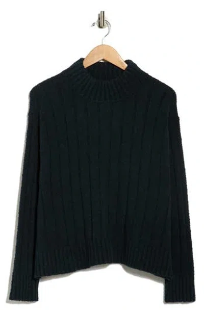Eileen Fisher Mock Neck Ribbed Sweater In Black