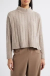 Eileen Fisher Mock Neck Ribbed Sweater In Dove