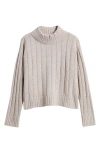 Eileen Fisher Mock Neck Ribbed Sweater In Dove