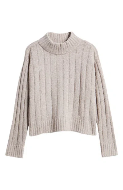 Eileen Fisher Mock Neck Ribbed Sweater In Dove