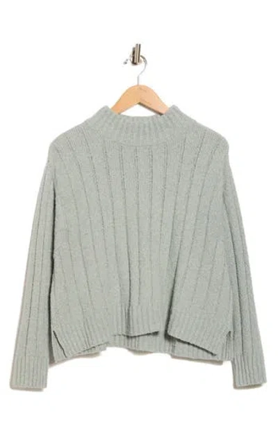 Eileen Fisher Mock Neck Ribbed Sweater In Gray