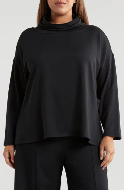 Eileen Fisher Mock Neck Top In Black ModeSens
