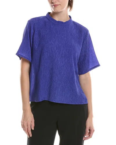 Eileen Fisher Mock Neck Top In Blue