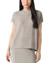 Eileen Fisher Open Stitch Mock Neck Short Sleeve Wool Sweater In Dove