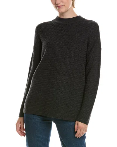 Eileen Fisher Mock Neck Wool Sweater In Black