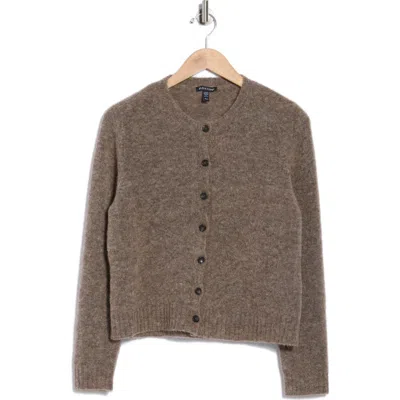 Eileen Fisher Mohair & Wool Blend Crewneck Cardigan In Brown