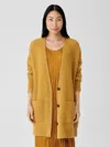Eileen Fisher Mohair Plush Melange V-neck Cardigan In Yellow