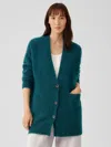 Eileen Fisher Mohair Plush Melange V-neck Cardigan In Blue