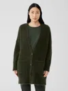 Eileen Fisher Mohair Plush Melange V-neck Cardigan In Green