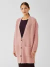 Eileen Fisher Mohair Plush Melange V-neck Cardigan In White