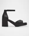Eileen Fisher Nava Leather Grip-strap Platform Sandals In Black