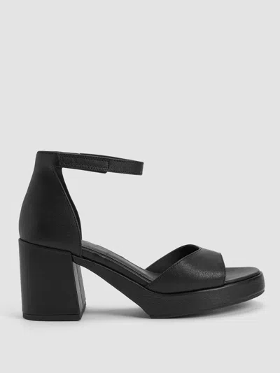 Eileen Fisher Nava Tumbled Leather Platform Sandal In Black