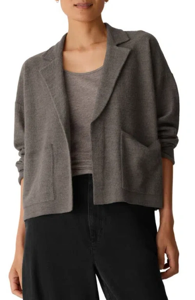 Eileen Fisher Notch Collar Cardigan In Cobblestone