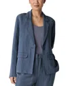 Eileen Fisher Notch Collar Linen And Silk Blazer In Eclipse