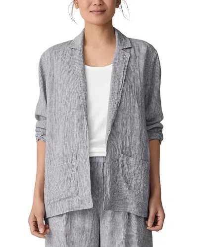 Eileen Fisher Notch Collar Linen Blazer In Gray