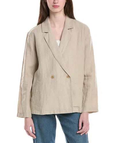 Eileen Fisher Notch Collar Linen Blazer In Neutral