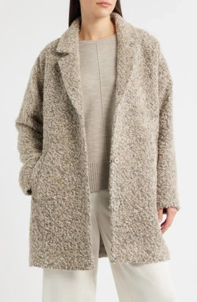 Eileen Fisher Notch Collar Long Coat In Brown