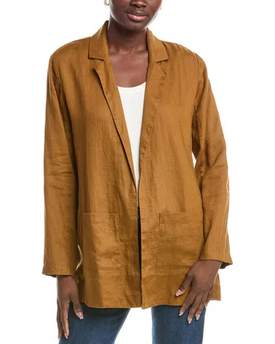 EILEEN FISHER EILEEN FISHER NOTCH COLLAR LONG LINEN BLAZER