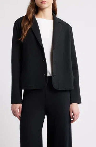 Eileen Fisher Notch Collar Organic Cotton Blend Jacket In Black