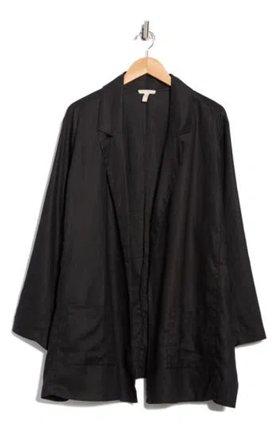 Eileen Fisher Notch Collar Organic Linen Open Front Blazer