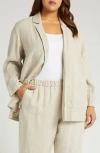 Eileen Fisher Open-front Organic Linen Blazer In Undyed Natural