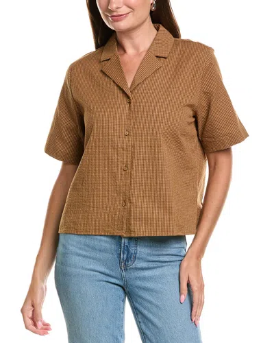 Eileen Fisher Notch Collar Shirt In Brown