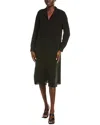 Eileen Fisher Notch Collar Silk Shirtdress In Black