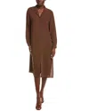 Eileen Fisher Notch Collar Silk Shirtdress In Brown