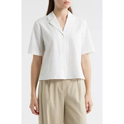 Eileen Fisher Notch Collar Stretch Organic Cotton Button-up Shirt