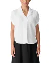Eileen Fisher White Notch Collar Shirt In White And Black