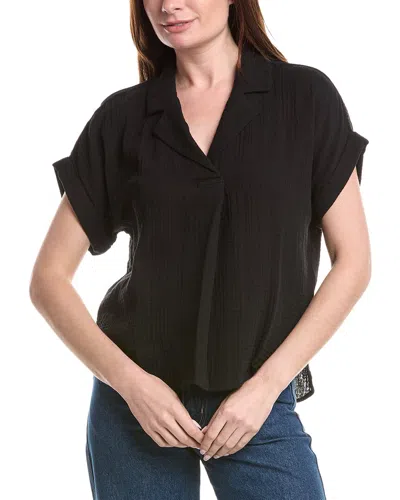 Eileen Fisher Notch Collar Top In Black