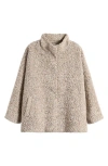 Eileen Fisher Notch Collar Wool Coat In Brown
