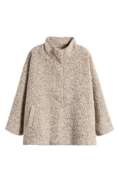 Eileen Fisher Notch Collar Wool Coat In Brown