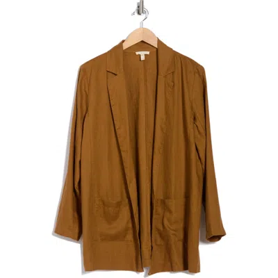 Eileen Fisher Notch Lapel Longline Organic Linen Blazer