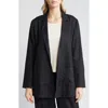 Eileen Fisher Open-front Organic Linen Blazer In Black