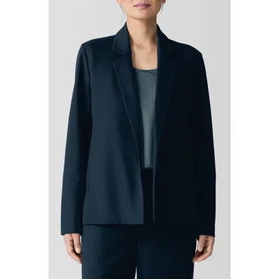 Eileen Fisher Notched Lapel Ponte Blazer In Deep Adriatic