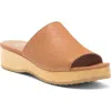 Eileen Fisher Novel Platform Slide Sandal In Cognac