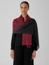 Eileen Fisher Ombre Sheer Silk Georgette Scarf In Red
