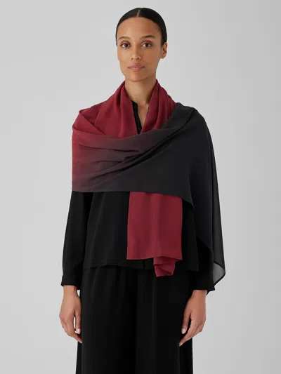 Eileen Fisher Ombre Sheer Silk Georgette Scarf In Red