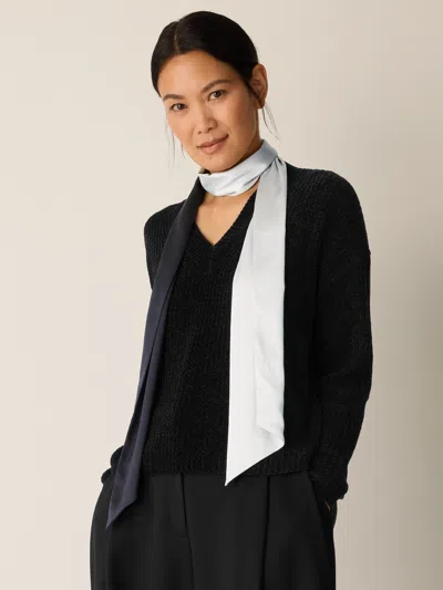 Eileen Fisher Ombre Silk Charmeuse Double Tie Scarf In White