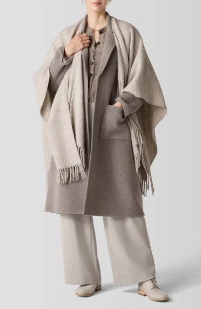 Eileen Fisher Open Front Bouclé Alpaca & Silk Wrap In Pearl